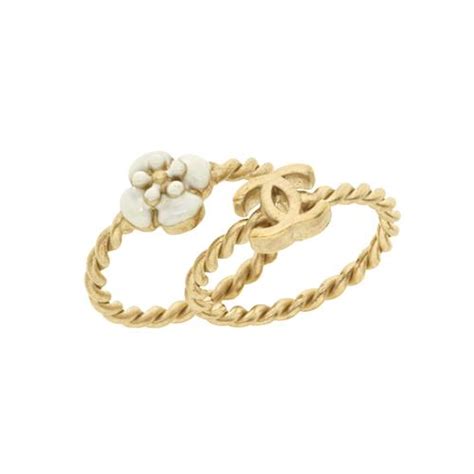 chanel gold flower ring|chanel stackable rings.